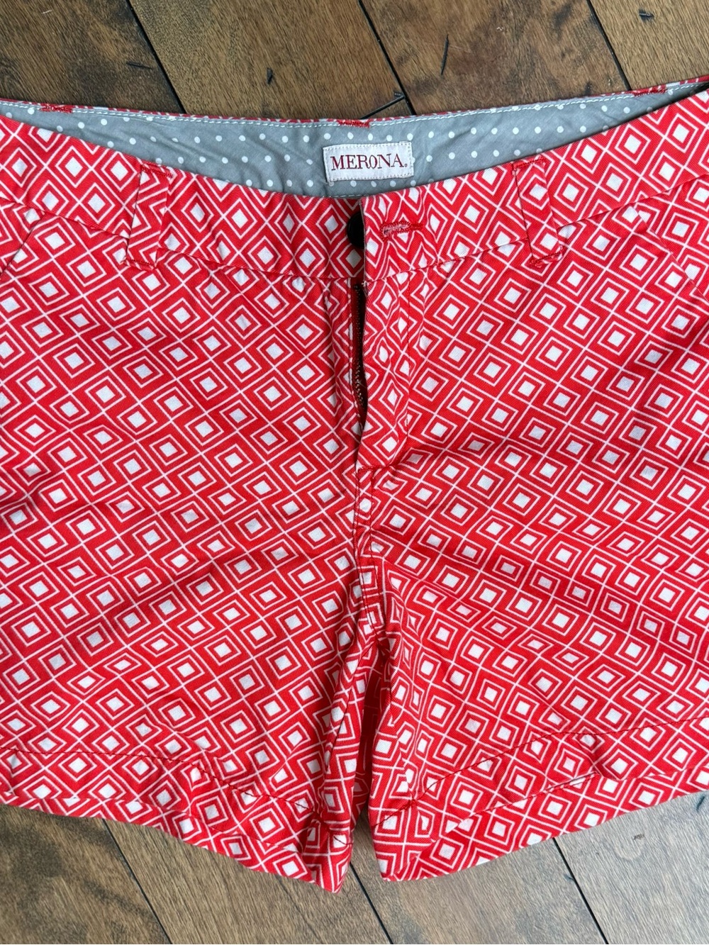 Merona Red and White Geometric Print Women's Shorts